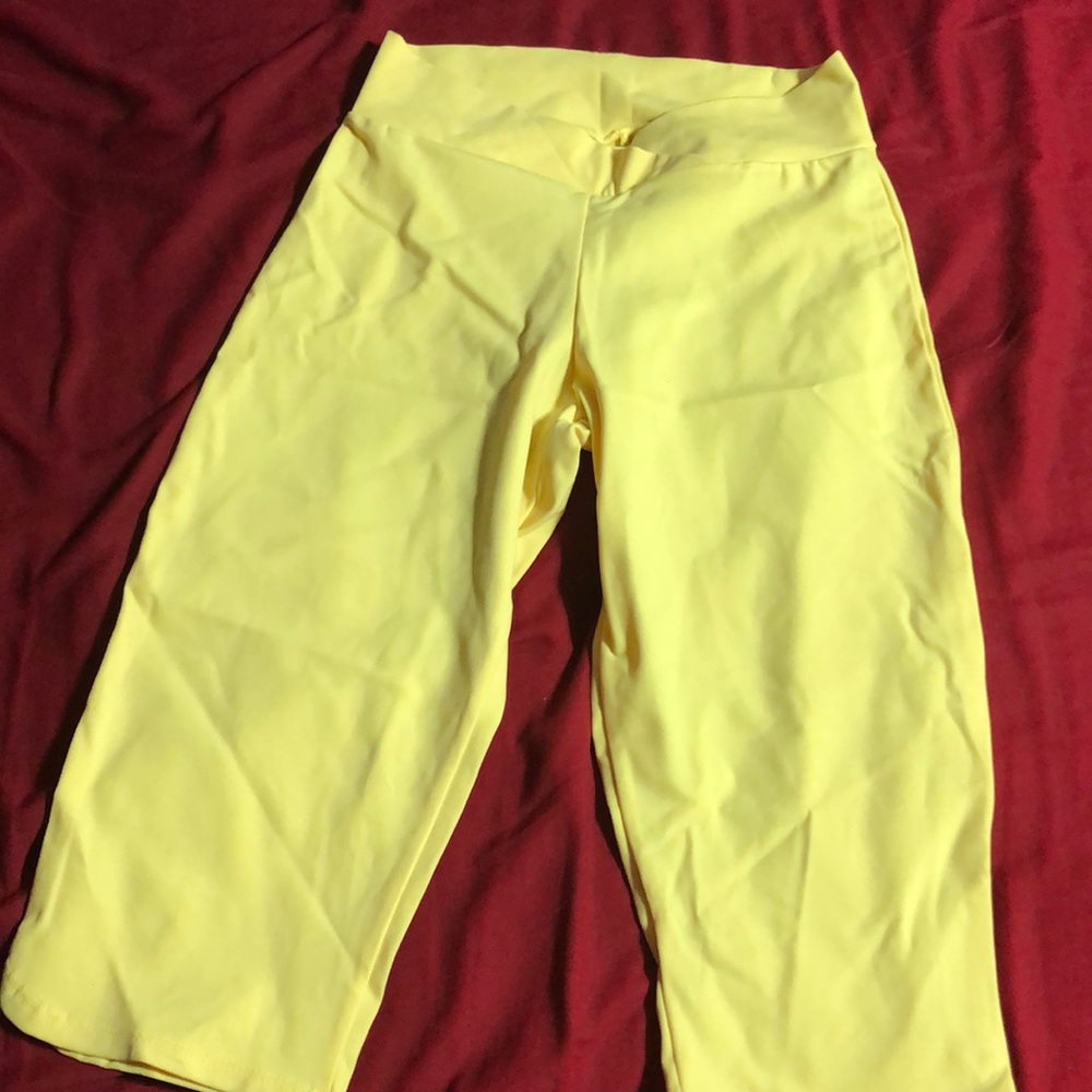 Neon yellow workout capris